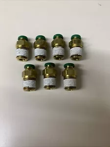 LOT OF 7 Parker Prestolok 1/4" Straight 1/4" Male NPT Threads Brass Fittings - Picture 1 of 5