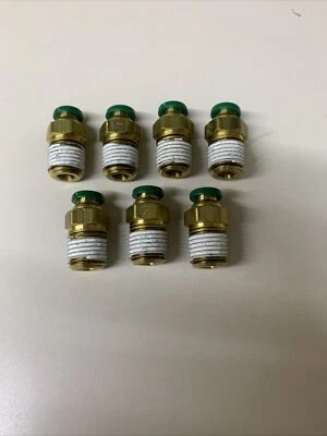 LOT OF 7 Parker Prestolok 1/4" Straight 1/4" Male NPT Threads Brass Fittings - Image 1 of 4