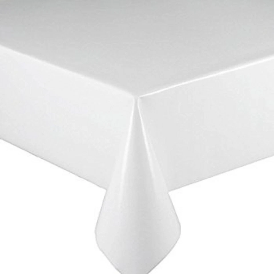  Vinyl Tablecloth Plain White Gloss Wipe Clean, Plastic Pvc Textile Backed (263) - Image 1 of 1