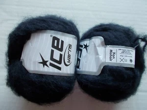 Hilos de hielo Kan Mohair hilo cepillado, azul marino oscuro, lote de 2 (110 yardas ea) - Imagen 1 de 2