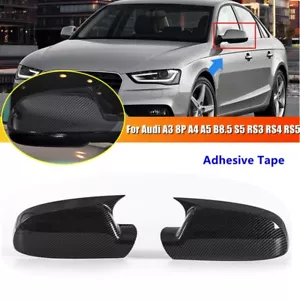 Carbon Fiber OX Horn Mirror Cover Cap For Audi B8.5 A3 8P A4 A5 S5 RS3 RS4 RS5 - Picture 1 of 12