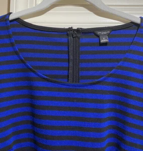 Ann Taylor Woman’s Size S Blue/Black Short Sleeves Zipper Dress Sheath Party - Picture 1 of 10