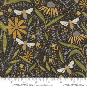MODA Bee Garden Metallic Black 48410 21M 100% Cotton 48412 BTY - Picture 1 of 2