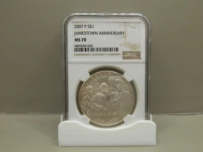 2007-P JAMESTOWN ANNIVERSARY UNCIRCULATED COMMEMORATIVE DOLLAR NGC MS70 - Image 1 of 4