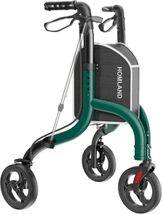 HOMLAND Foldable Wheeled Height Adjustable Rollator with Cane/Cup Holder Green - Picture 1 of 6