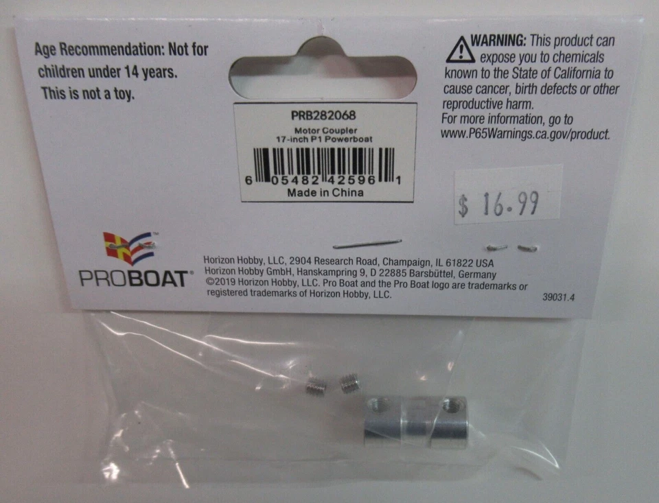Pro Boat Motor Coupler: 17-inch P1 Powerboat #PRB282068 NIP - Image 1 of 1