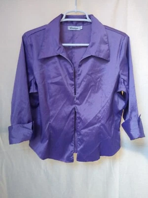 Винтажная рубашка Younique Y2K 90-е фиолетовая молния спереди рукав 3/4 размер L - Изображение 1 из 4