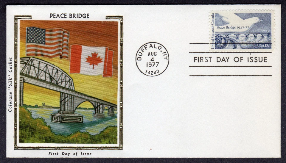 1977 US-Canada Peace Bridge 50th (1721) - Colorano "Silk" FDC NT451 - Image 1 of 1