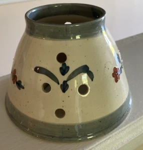 Candle Shade Large Stoneware Topper Country Blue & Ecru Pre-owned GUC - Picture 1 of 5