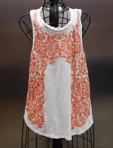 1125 Chelsea & Violet White with Embroidered Front Sleeveless Tank Top L - Picture 1 of 2