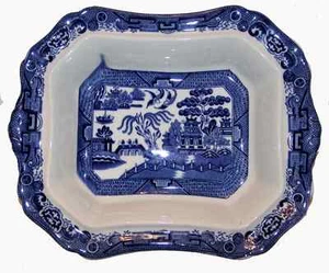 Antique Vintage Open Vegetable - Oriental Style - Blue Willow - Picture 1 of 3