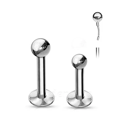 PAIR 20G 18G Push in Ball Top Surgical Steel Tragus Cartilage Helix Labret Stud - Image 1 of 4