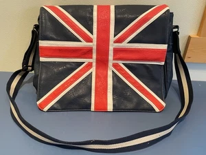 Bandolera de cuero Union Jack bandolera para computadora portátil azul - Imagen 1 de 4
