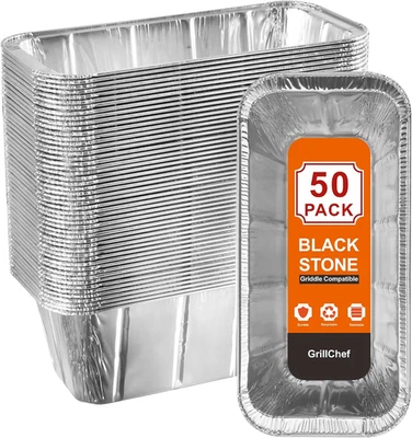 Paquete de 50 accesorios para plancha Blackstone forros para vasos de grasa, bandeja de goteo papel de aluminio Foto 1 de 4