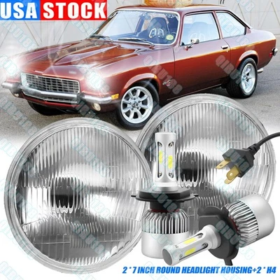 Pair 7" Inch Round LED Headlights High Low Beam for Chevrolet Vega 1971-1975 — 第 1/4 张图片