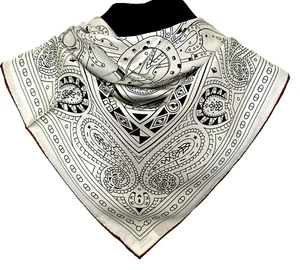 35"x35" weiß Paisley Pferd Druck reiner Maulbeer Köper 14momme Seide Schal 88x88cm - Bild 1 von 5