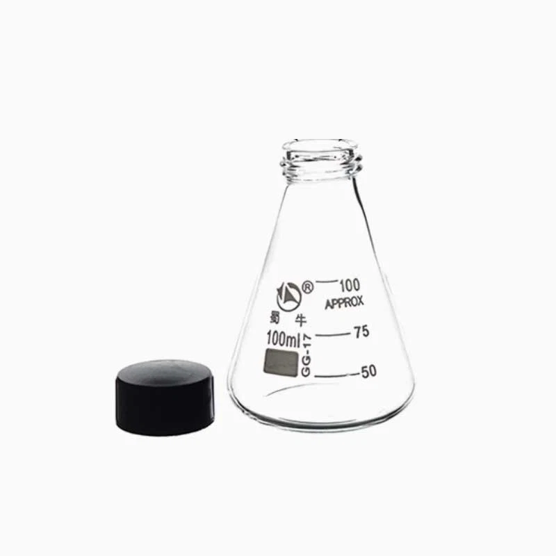 100ml Transparent Erlenmeyer Flask with Plastic Screw Cap Laboratory Glassware - Image 1 of 1