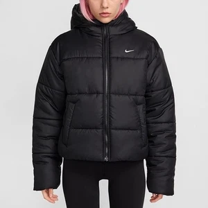 XS- Nike Women’s Sportswear Classic Puffer Therma-FIT Loose Hooded Jacket, Black - Picture 1 of 6