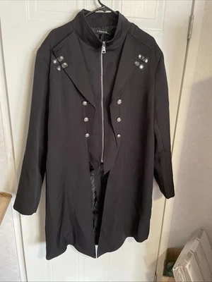 Abrigo de hombre militar negro plateado botones recreación disfraz abrigo talla XXL Foto 1 de 4