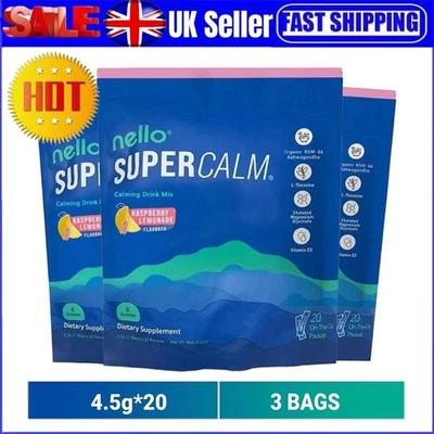 3 x Supercalm Raspberry Electrolyte Powdered Drink for Relaxation & Focus New!!! - Image 1 of 4