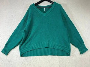 Free People maglione verde Alli scollo a V maglia pesante oversize donna taglia media  - Foto 1 di 13