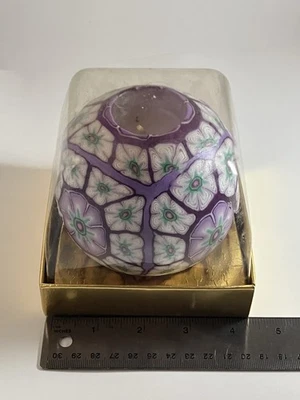 NEW Magic Glow Glowing 4" Ball Candle Purple Green Mosaic Glow Round Vintage 90s - Image 1 of 4