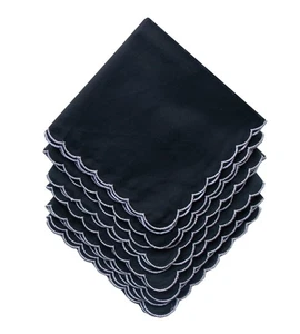 Taschentücher Premium 60er Baumwolle Stickerei überbackene Taschentücher schwarz 6 Stück - Bild 1 von 7