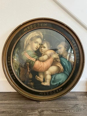 Antique Madonna della Seggiola Lithograph Madonna of the Chair by Raphael Frame - Image 1 of 4