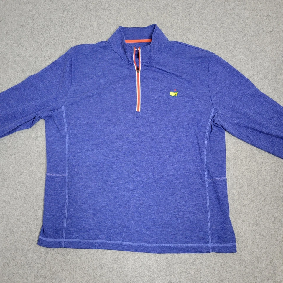 Masters Tech Pullover Mens Medium Blue Heather Quarter Zip Golf Mock Neck Logo - Image 1 of 4