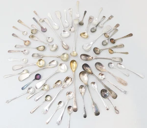 Salt Mustard Spoons Job Lot Mixed Designs Silver Plated Ornate Plain Styles - Picture 1 of 11
