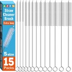 AZEN 15 Pack Straw Cleaner Brush Set, 12 inch Extra Long, 5 12 inches, A-15p 