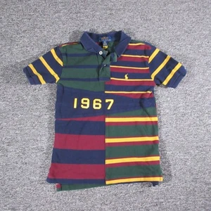 Polo Ralph Lauren Polo Shirt Boys Small Blue Green Stripe Colorblock 1967 Rugby - Picture 1 of 7