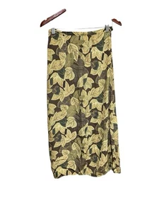 Vintage Laura Scott Leaf Print Brown Maxi Length Skirt Size 6 90s Y2K Boho Rayon - Picture 1 of 5