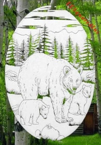 Calcomanía de ventana de osos ovalada 8x12 vidrio grabado aspecto estático pegamento decoración de puertas de campo - Imagen 1 de 10
