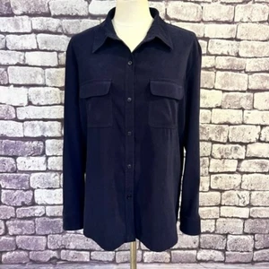 Josephine Chaus Sport Navy long Sleeve Button Down Jacket Size XL Polyester Mix - Picture 1 of 9