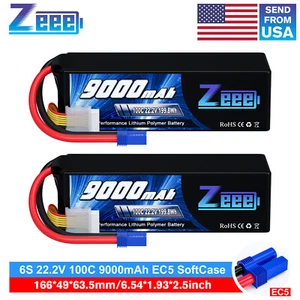 2x Zeee 6S Lipo Battery 9000mAh 22.2V 100C EC5 for RC Car Truck Tank Plane Jet - Picture 1 of 6