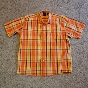 Karl Kani camicia oro uomo extra large bottoni manica corta check arancione Y2K - Foto 1 di 7