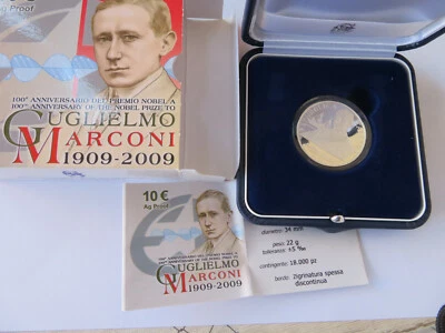 ITALIE - 10 Euro - 2009 Guglielmo Marconi   ARGENT BE PP CPS - Photo 1/3