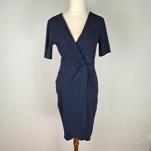 Forever New Womens Dress Size 8 Blue Stretch V-Neck Event Occasion - Picture 1 of 11