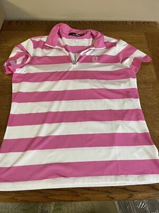 Women’s RLX Pink Striped Golf Polo Size L - Picture 1 of 7