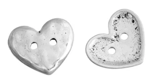 3x ANTIK SILBER KNÖPFE HERZEN 20mm HERZ METALL KNOPF KINDERKNÖPFE TRACHT 2 Loch  - Picture 1 of 4