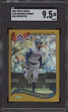 SHANNON STEWART SGC 9.5 2002 TOPPS CHROME #135 GOLD REFRACTOR JAYS 5547