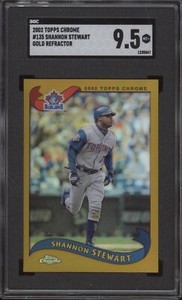 SHANNON STEWART SGC 9.5 2002 TOPPS CHROME #135 GOLD REFRACTOR JAYS 5547