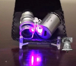 Mini 60X Coin Stamp Magnify Pocket Microscope Adjustable LED Focus Magnifier A - Picture 1 of 6