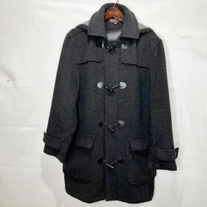 Merona Woman’s Coat sz Lg Charcoal Gray Wool Blend Lined Full Front Zip & Button - Picture 1 of 11