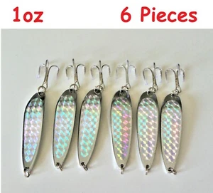 6 pezzi 1 oz cucchiai da colata cromo/argento esche da pesca cucchiai coccodrillo - Foto 1 di 3