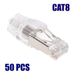50 PACK CAT8 RJ45 Network Ethernet Shielded Plug Cable Connector End Clear Boot - Picture 1 of 5