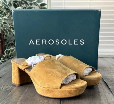 Sandália cósmica confortável feminina Aerosoles US 9.5 em camurça genuína bronzeada # 682 - Imagem 1 de 4