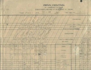 CONRAIL/PC: ST. LAWRENCE DIVISION, DISPATCHER'S SHEET, MONDAY, OCTOBER 4, 1976 ! - Picture 1 of 5