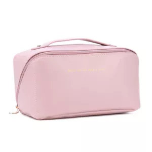 Women Cosmetic Bag Soft Leather Cosmetic Organizer Washing Storage Bag (Pink) AU - Bild 1 von 12
